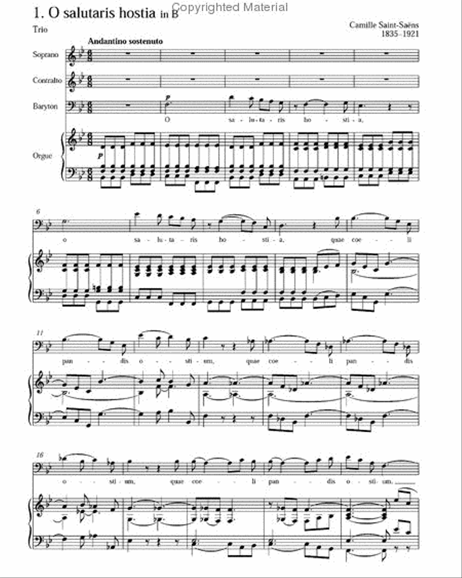 Saint-Saens: O salutaris hostia (2 Satze) Score scores gallery preview page 3
