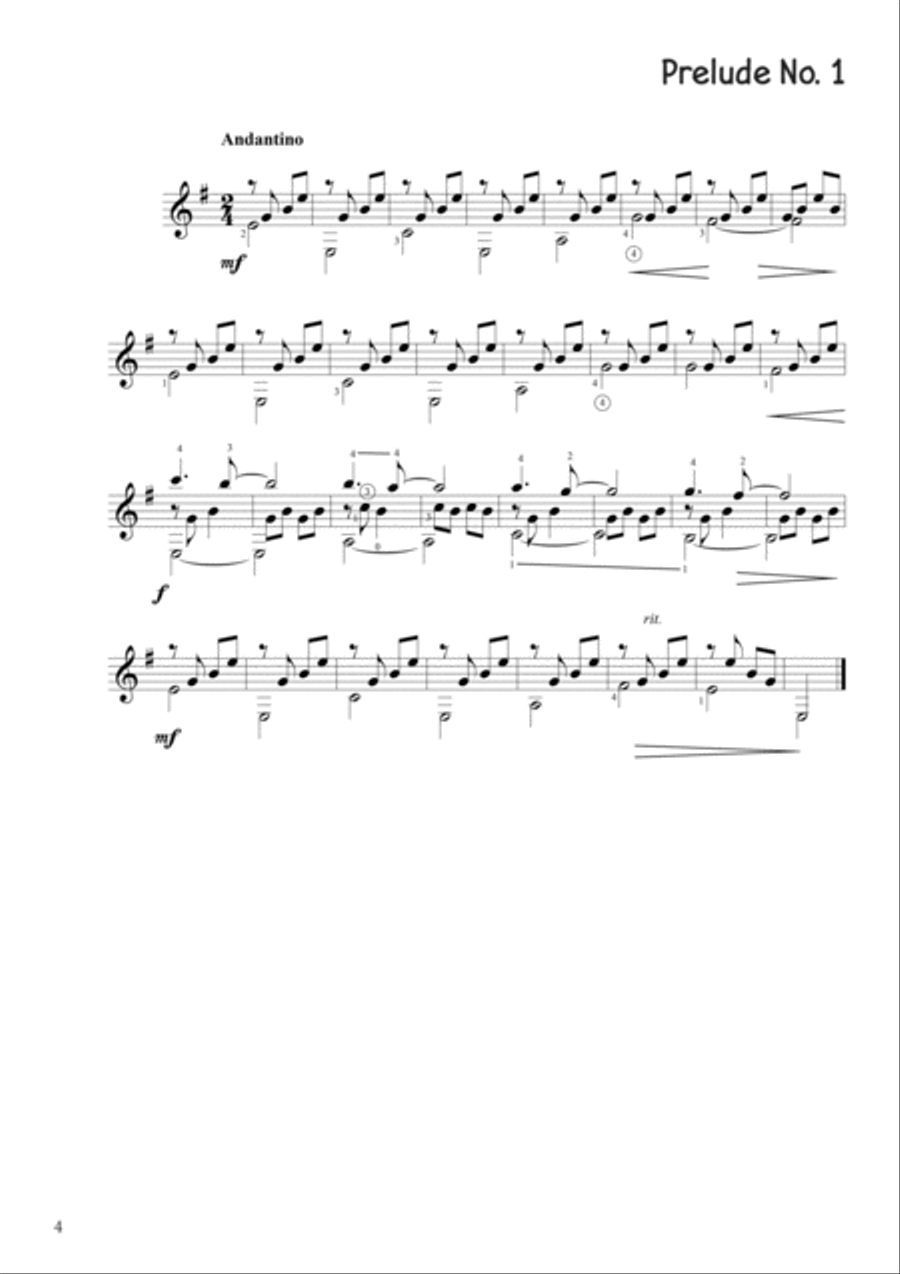 12 Preludes for kids Classical Guitar scores gallery preview page 4