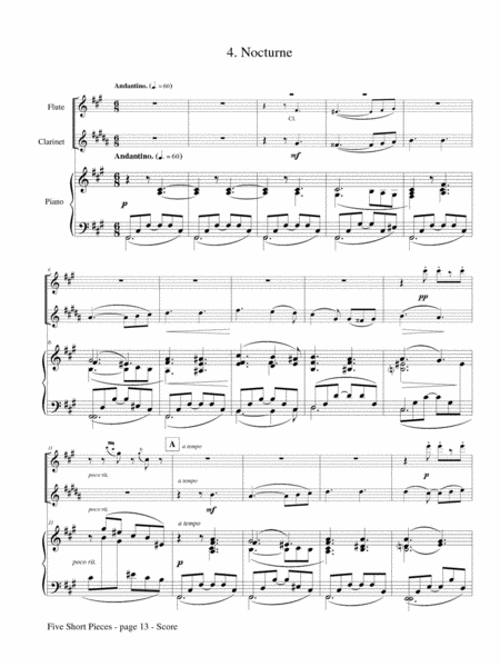 Five Short Pieces for Flute, Clarinet and Piano