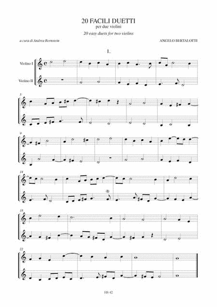 20 Easy Duets (Bologna 1744) for 2 Violins