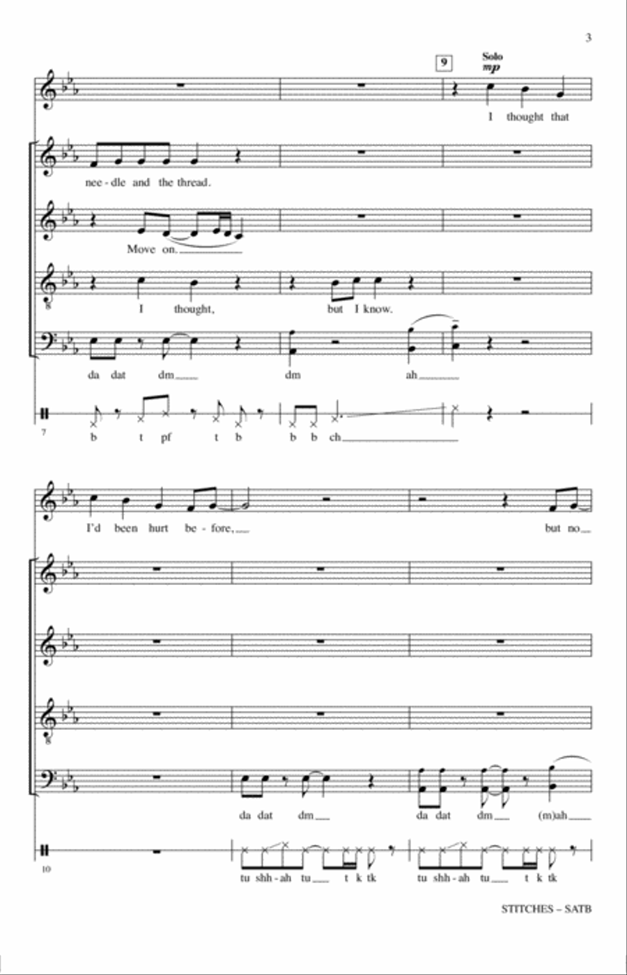 Stitches (arr. Brandy Kay Riha) 4-Part scores gallery preview page 2