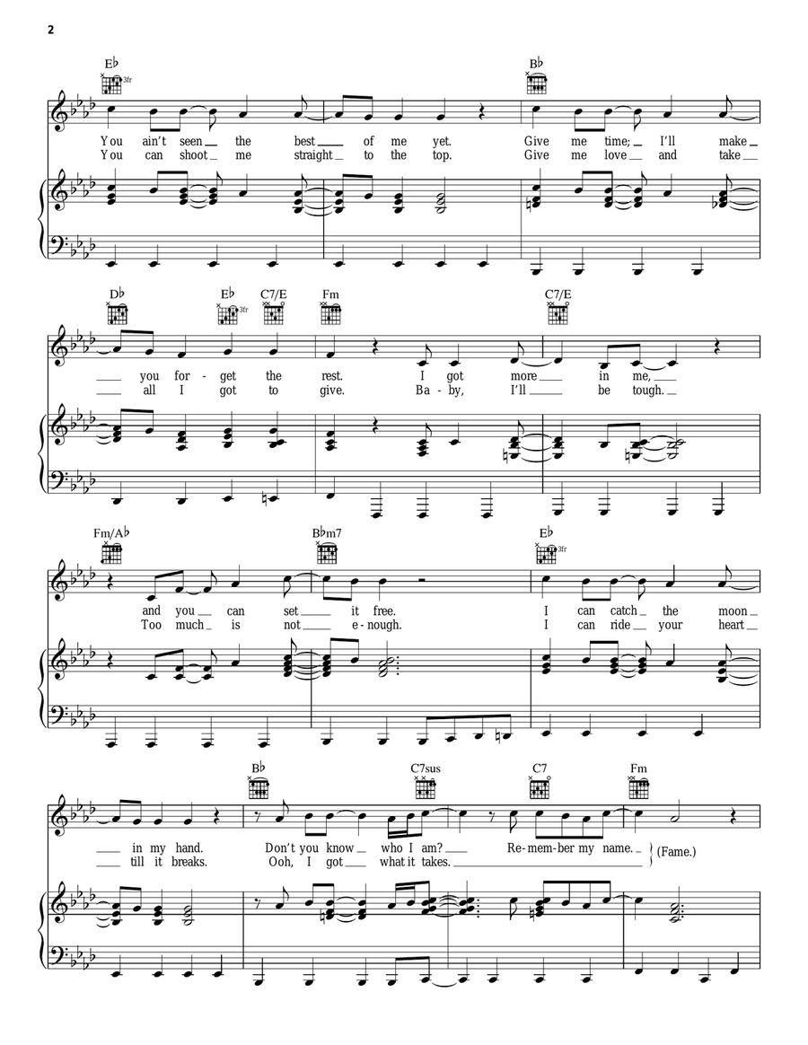 Fame Piano, Vocal, Guitar scores gallery preview page 2