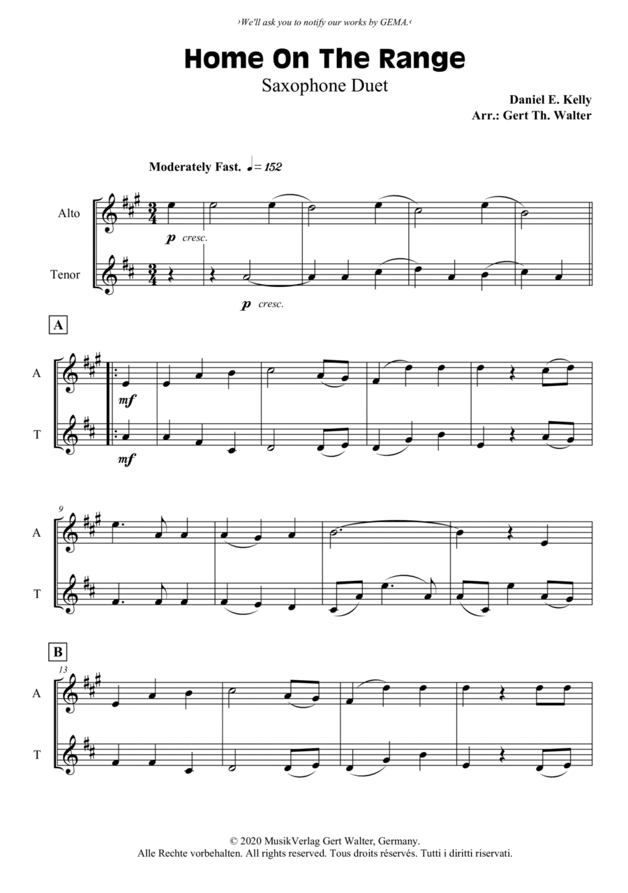 Home On The Range Woodwind Duet scores gallery preview page 1
