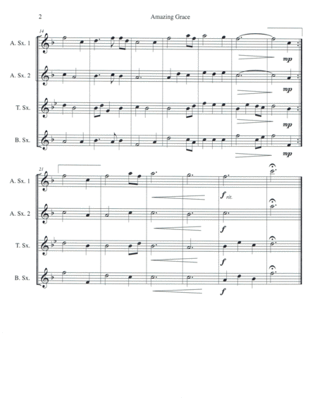 Amazing Grace for Saxophone Quartet (SATB or AATB) image number null