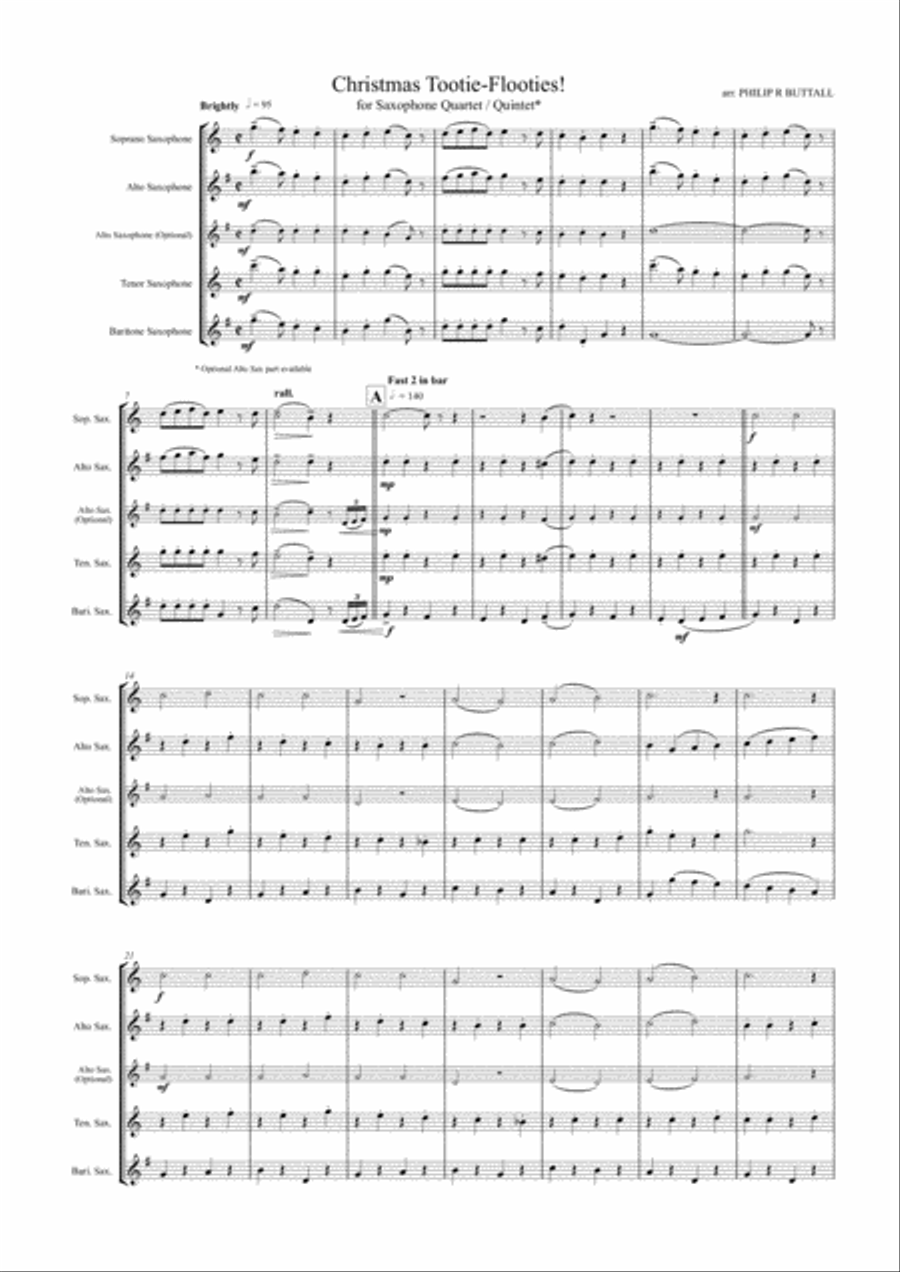 Christmas Tootie-Flooties! (Saxophone Quartet / Quintet) - Score Saxophone Quartet scores gallery preview page 2