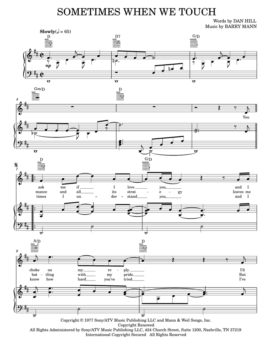 Sometimes When We Touch A Cappella scores gallery preview page 1