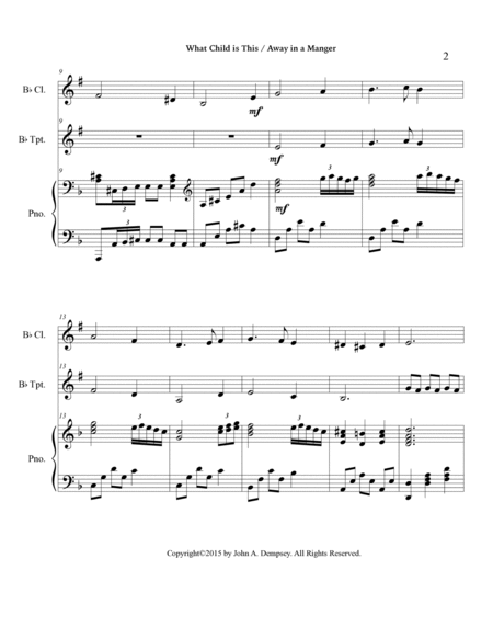 Christmas Medley (What Child is This / Away in a Manger): Trio for Clarinet, Trumpet and Piano image number null