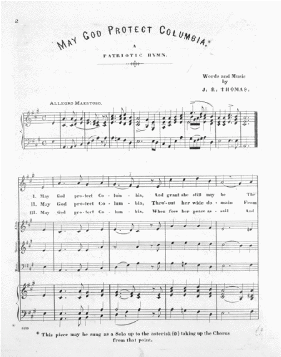 May God Protect Columbia. A Patriotic Hymn Voice scores gallery preview page 2