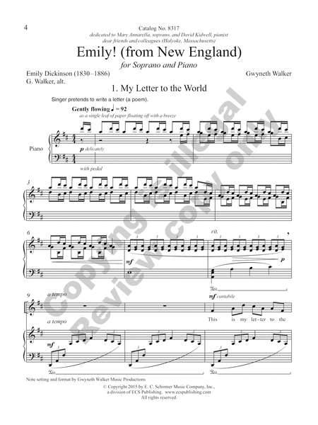 Emily! (from New England): Musical Settings of the Poems of Emily Dickinson image number null