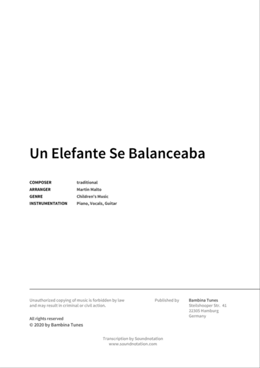 Un Elefante Se Balanceaba Piano, Vocal, Guitar scores gallery preview page 2