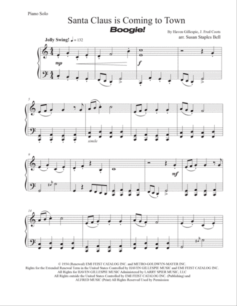Santa Claus Is Comin' To Town Easy Piano scores gallery preview page 2