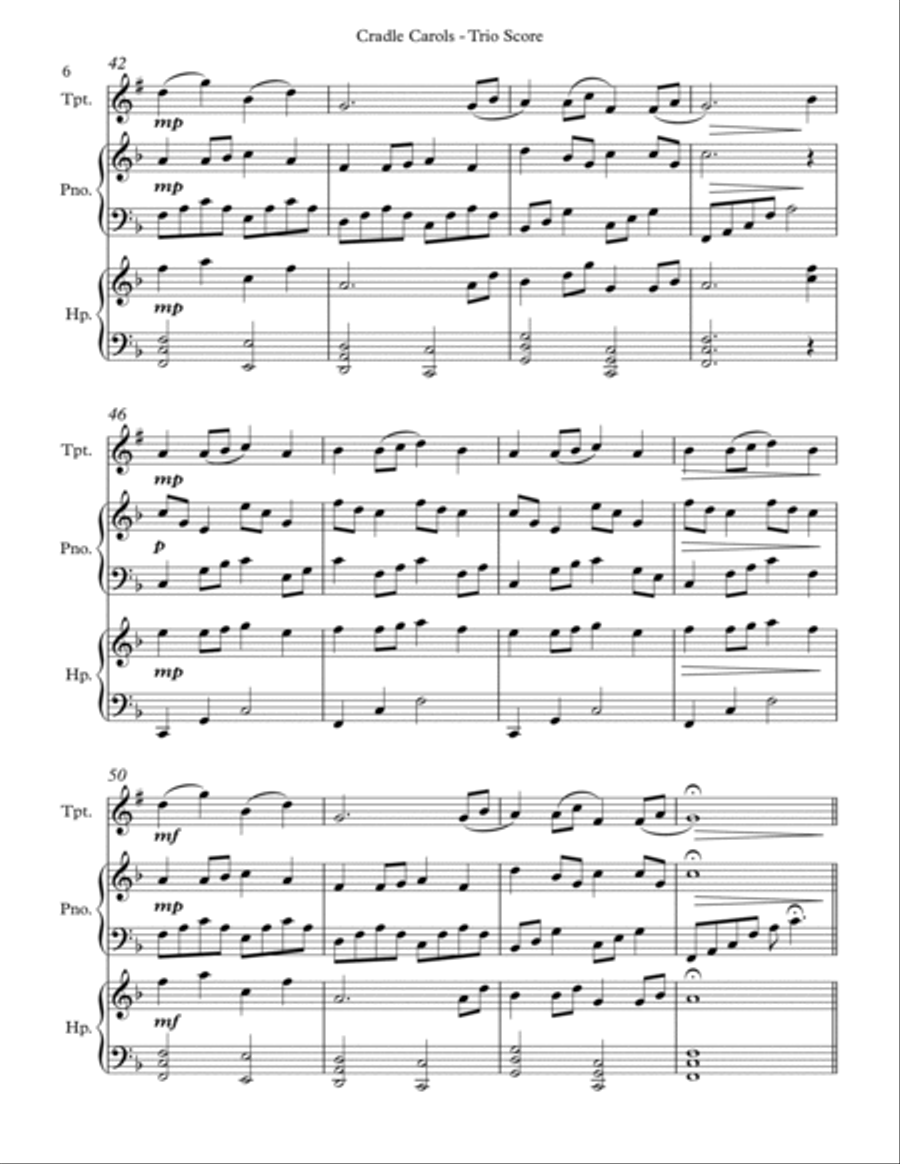 Cradle Carols, Trio for Bb Trumpet, Pedal Harp and Piano image number null