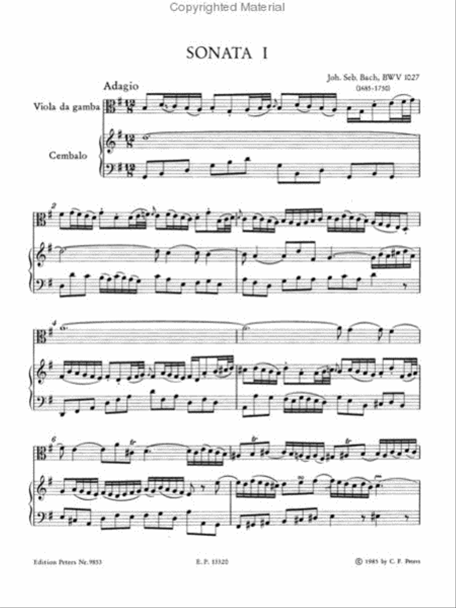 Sonatas for Viola da gamba (Cello) and Harpsichord BWV 1027-1029 [incl. CD] Cello scores gallery preview page 2