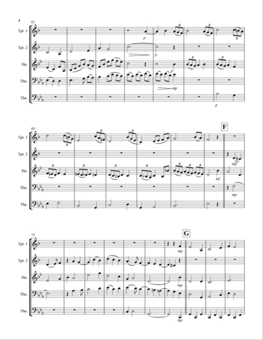 Holst - First Suite for Military Band in Eb (for Brass Quintet) Brass Quintet scores gallery preview page 5