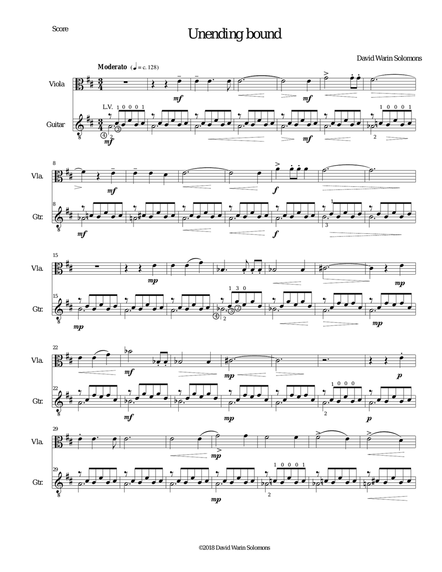 Unending bound for viola and classical guitar String Duet scores gallery preview page 2