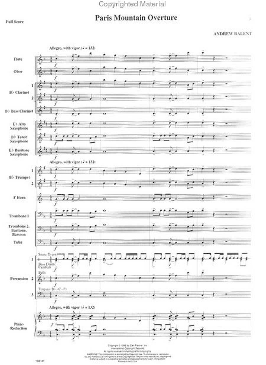 Paris Mountain Overture Concert Band scores gallery preview page 2