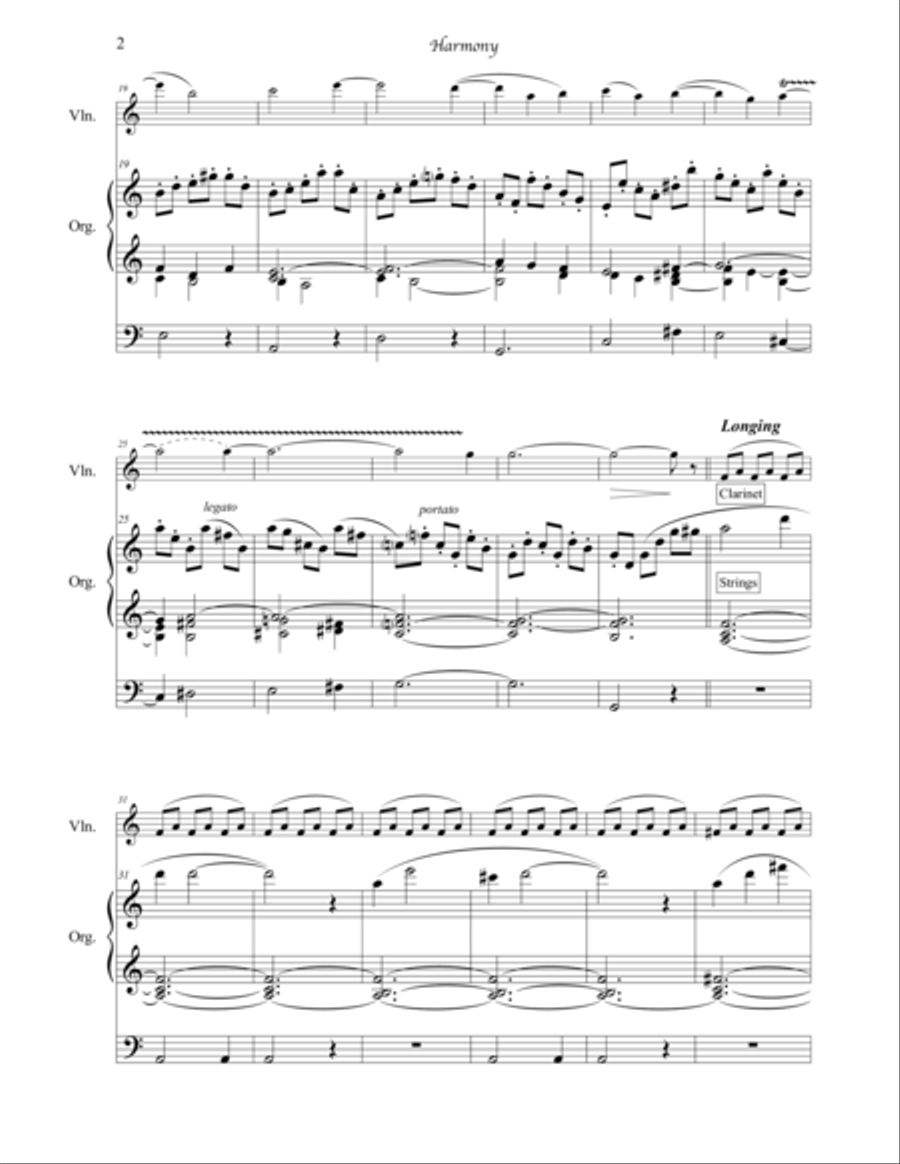 Harmony - for violin and organ String Duet scores gallery preview page 2