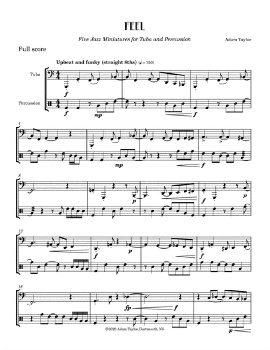 Feel (Five Jazz Miniatures for Tuba and Percussion) Small Ensemble scores gallery preview page 3