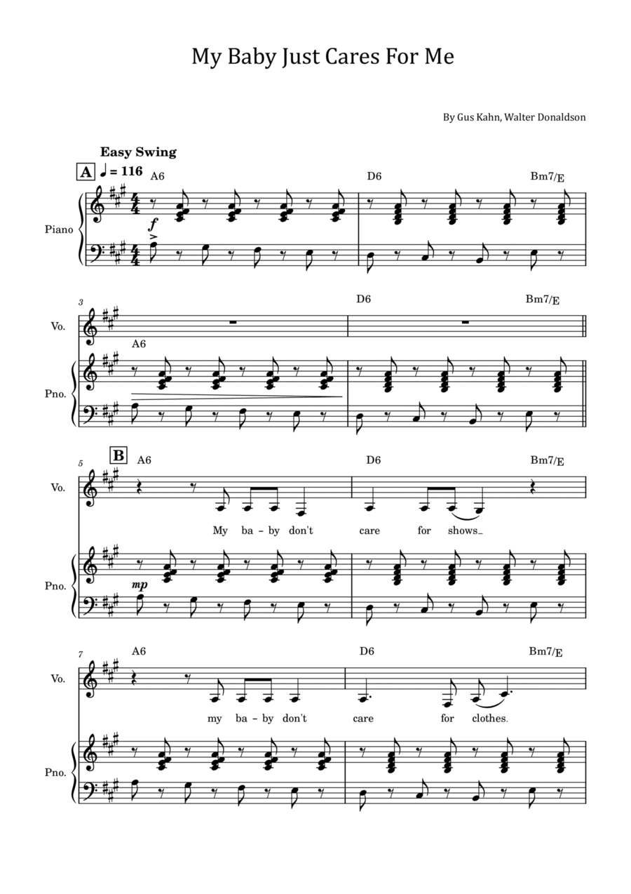My Baby Just Cares For Me Voice scores gallery preview page 1