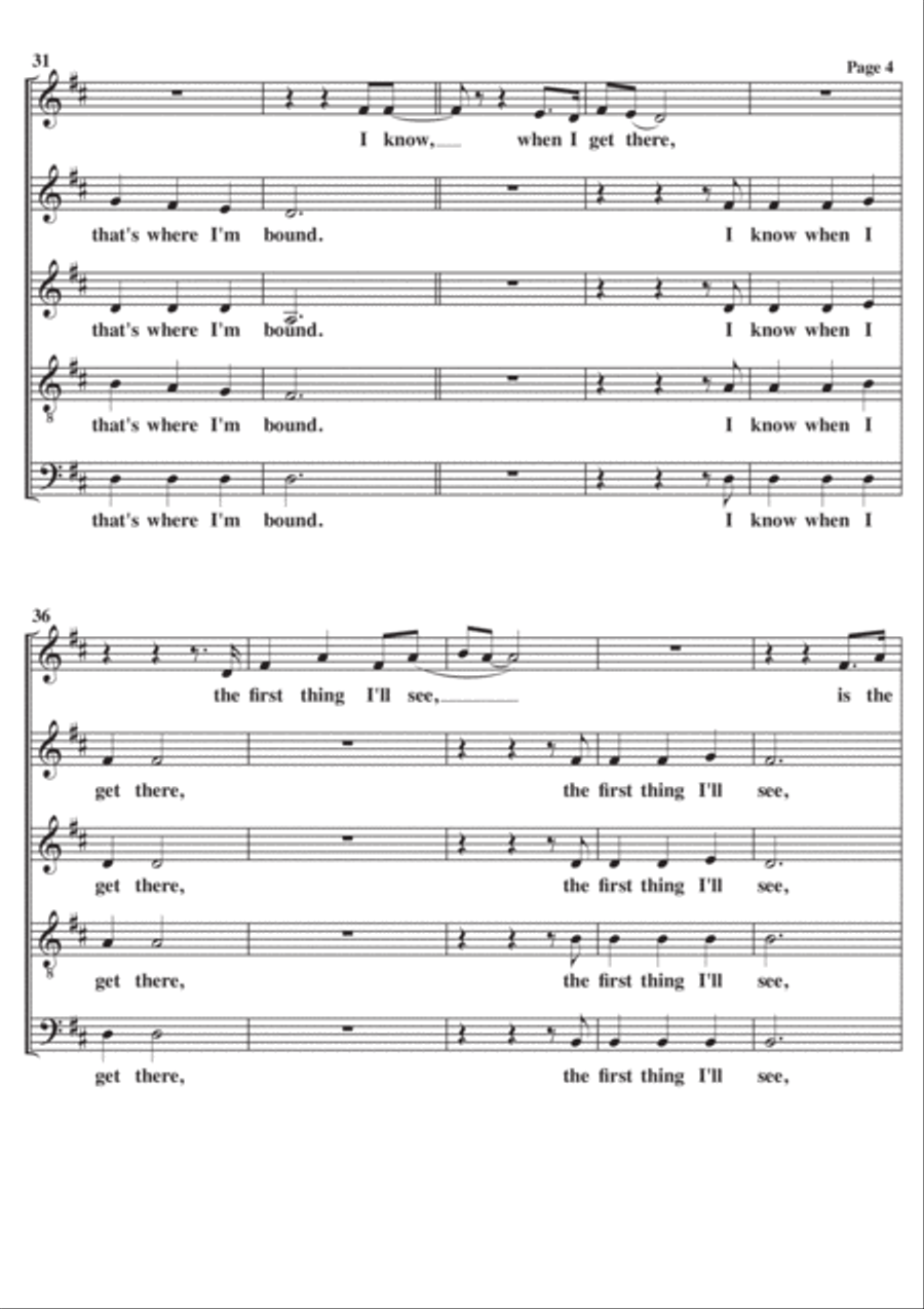 Way Over Yonder 4-Part scores gallery preview page 4
