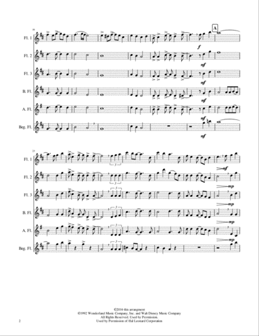 A Whole New World (from 'Aladdin') Woodwind Quartet scores gallery preview page 4