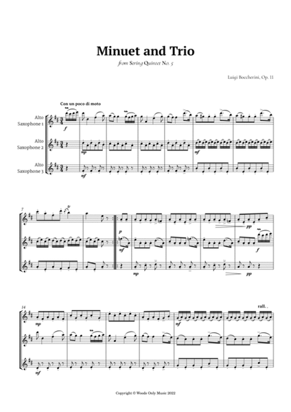 Minuet by Boccherini for Alto Sax Trio image number null