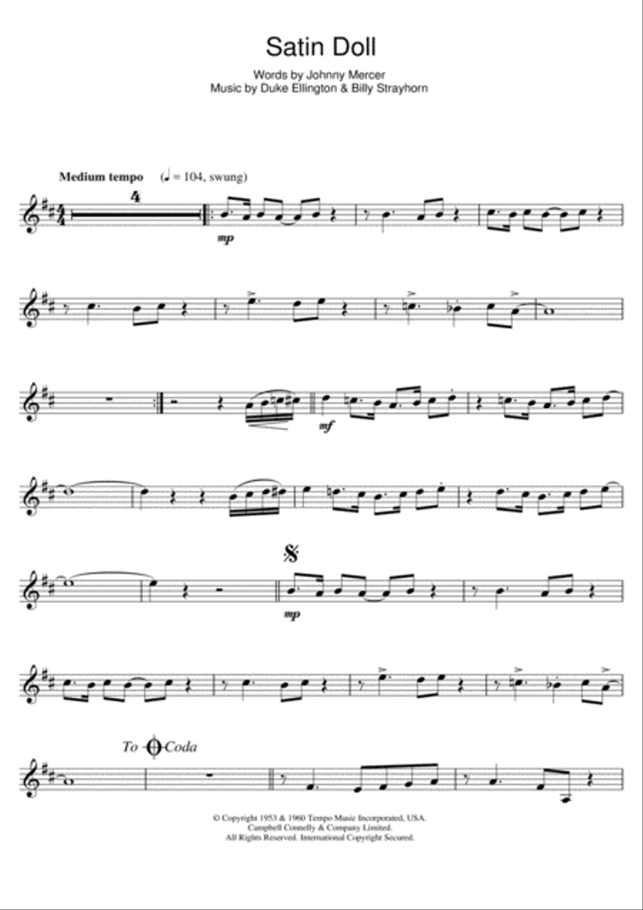 Satin Doll Clarinet Solo scores gallery preview page 1