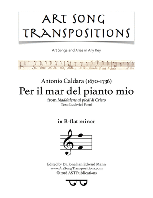 Book cover for CALDARA: Per il mar del pianto mio (transposed to B-flat minor)