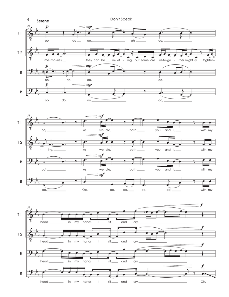Don't Speak Don't Speak TTBB scores gallery preview page 4