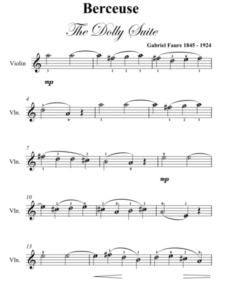 Berceuse Dolly Suite Easy Violin Sheet Music