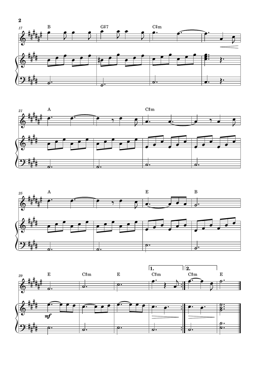 Hallelujah B-Flat Clarinet scores gallery preview page 2