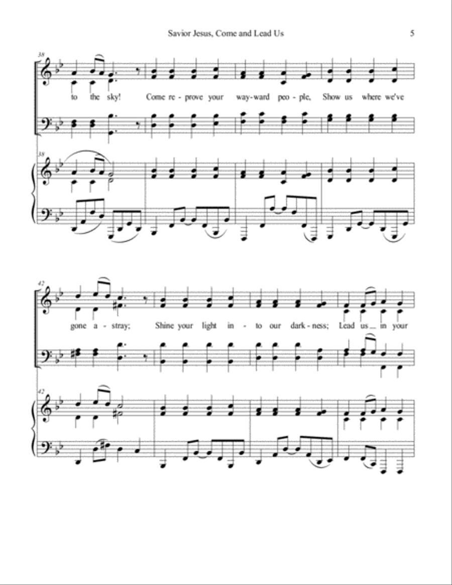 Savior Jesus, Come and Lead Us (by Ken Young) 4-Part scores gallery preview page 5