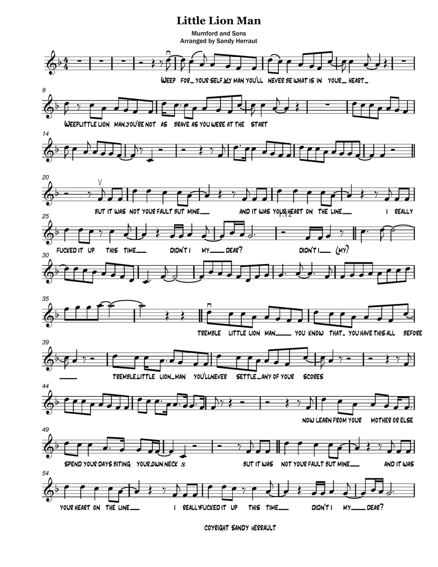 Little Lion Man Violin Solo scores gallery preview page 1