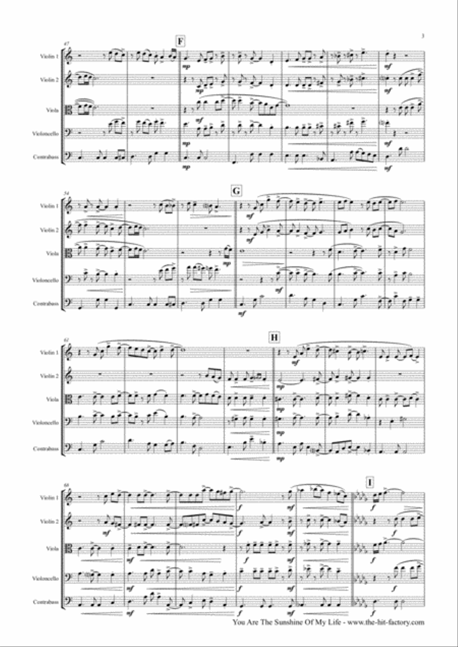 You Are The Sunshine Of My Life String Quintet scores gallery preview page 3