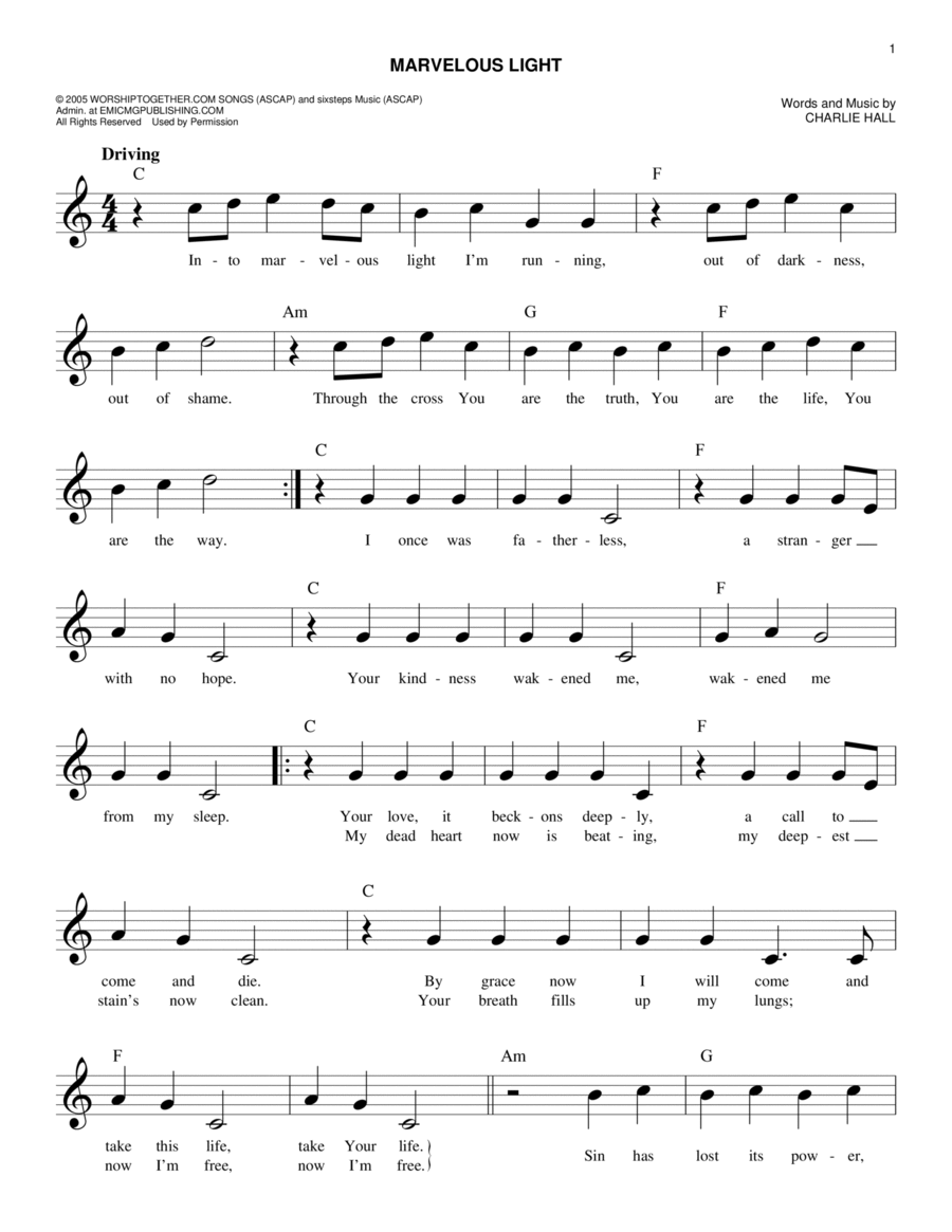 Marvelous Light Marvelous Light Piano scores gallery preview page 1