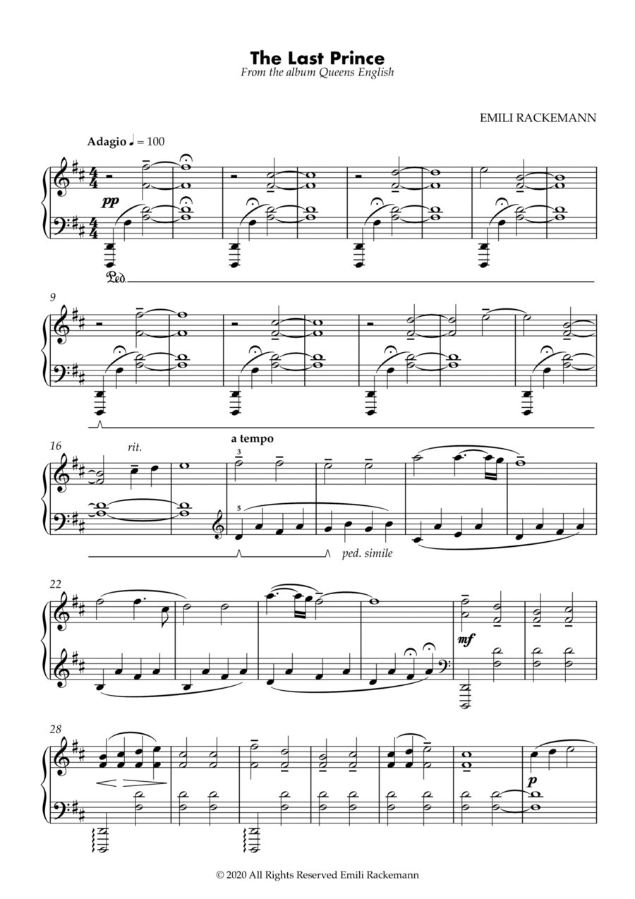 The Last Prince Piano Solo scores gallery preview page 1