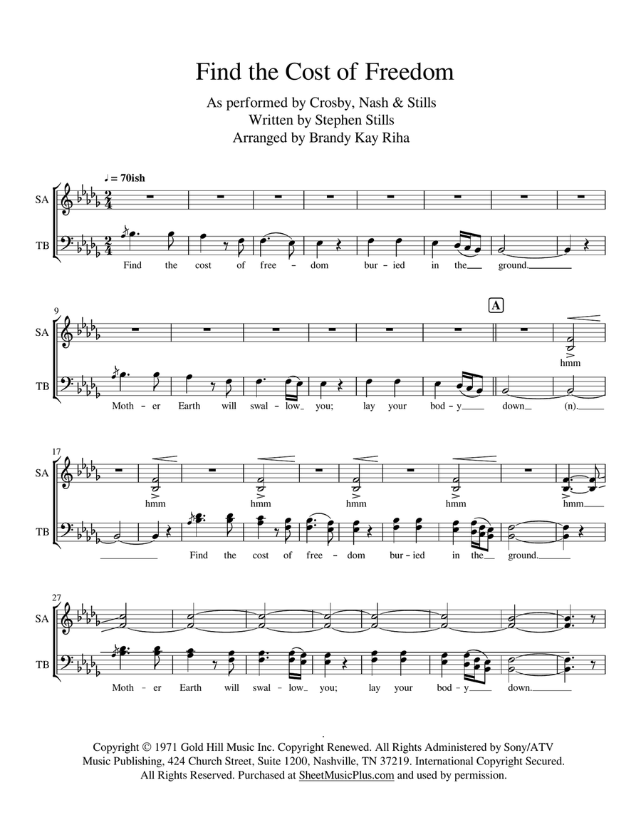 Find The Cost Of Freedom Divisi scores gallery preview page 1