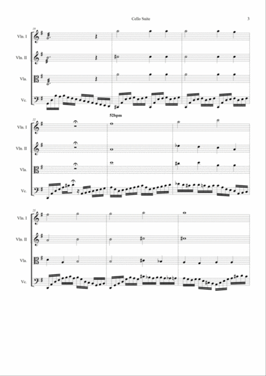Bach is Back - Cello Suite for String Quartet String Quartet scores gallery preview page 3