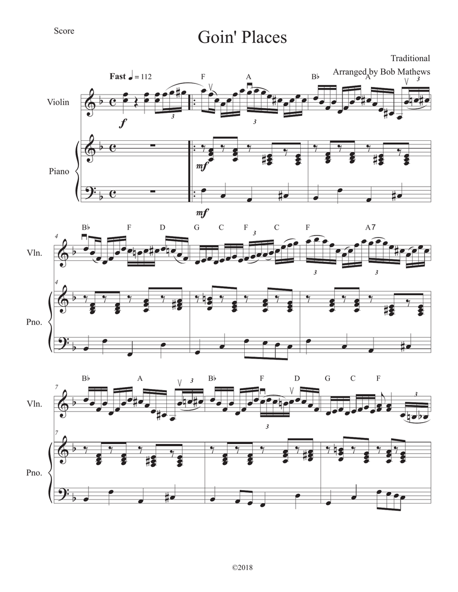 Goin' Places for Fiddle and piano Violin Solo scores gallery preview page 1