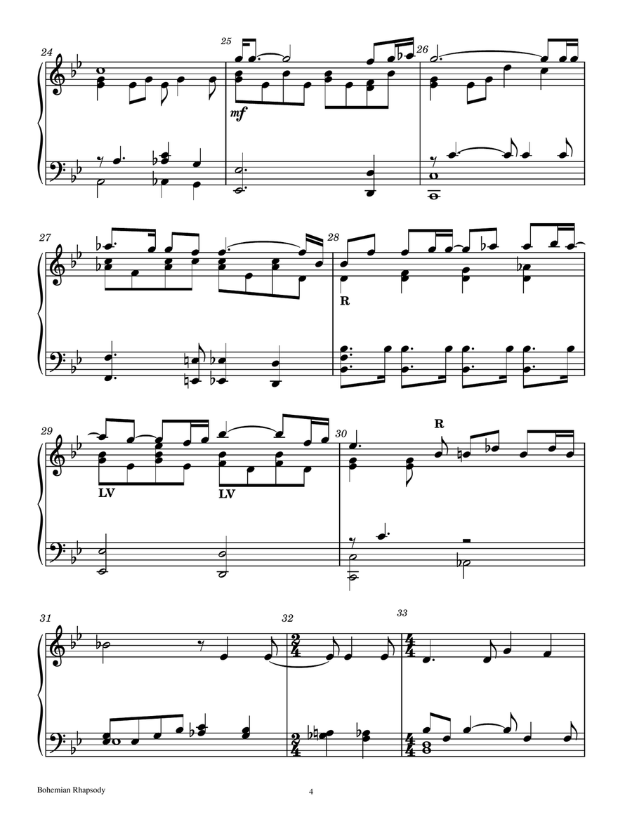 Bohemian Rhapsody - Score Only Handbell Choir scores gallery preview page 4