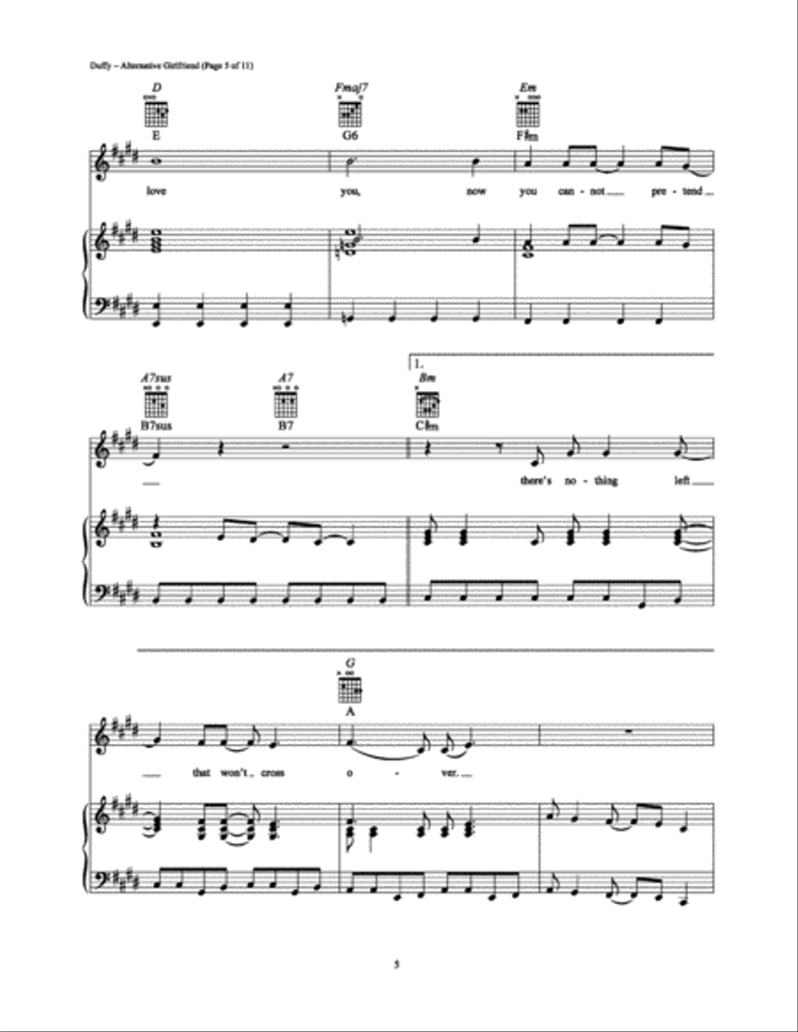 Alternative Girlfriend Piano, Vocal, Guitar scores gallery preview page 5