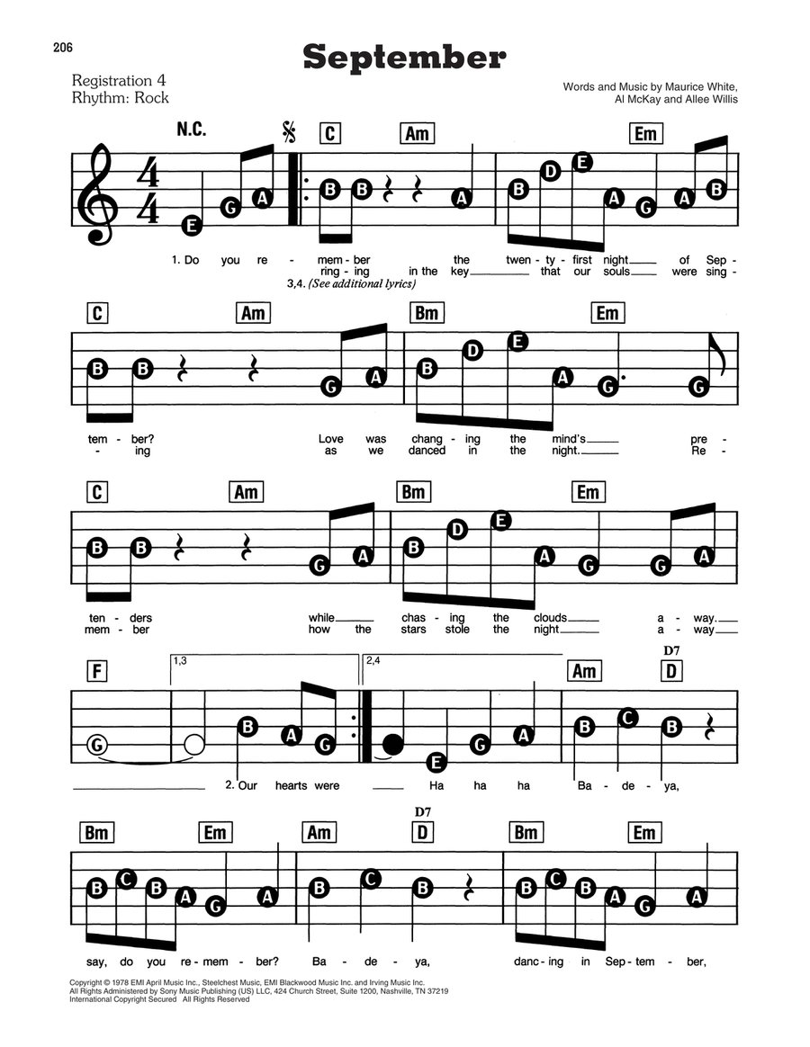 September September Electronic Keyboard scores gallery preview page 1