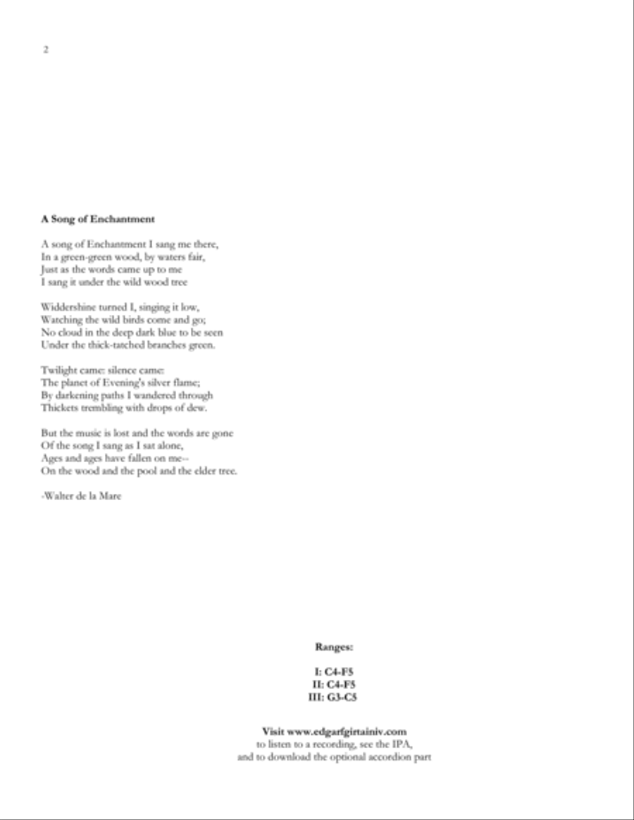 A Song of Enchantment SSA scores gallery preview page 2