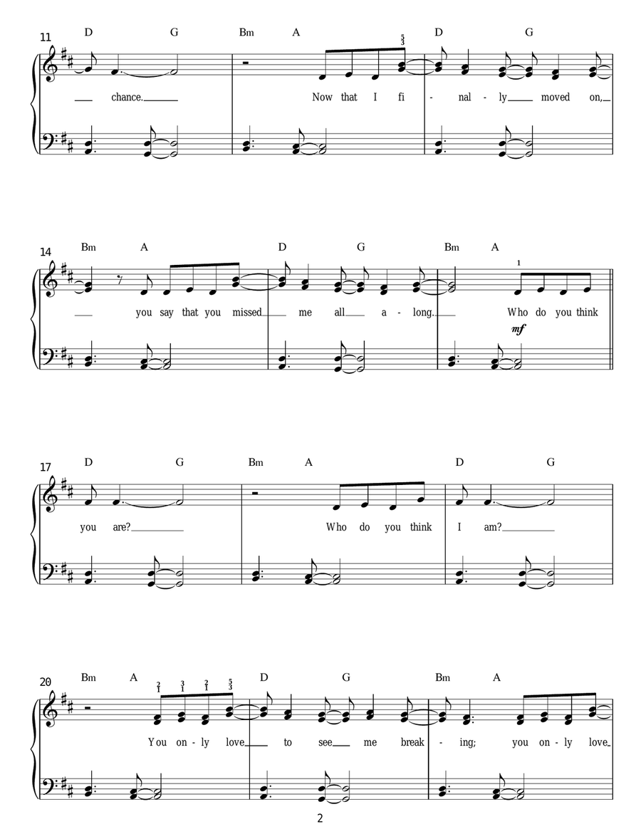 Taken Taken Easy Piano scores gallery preview page 2