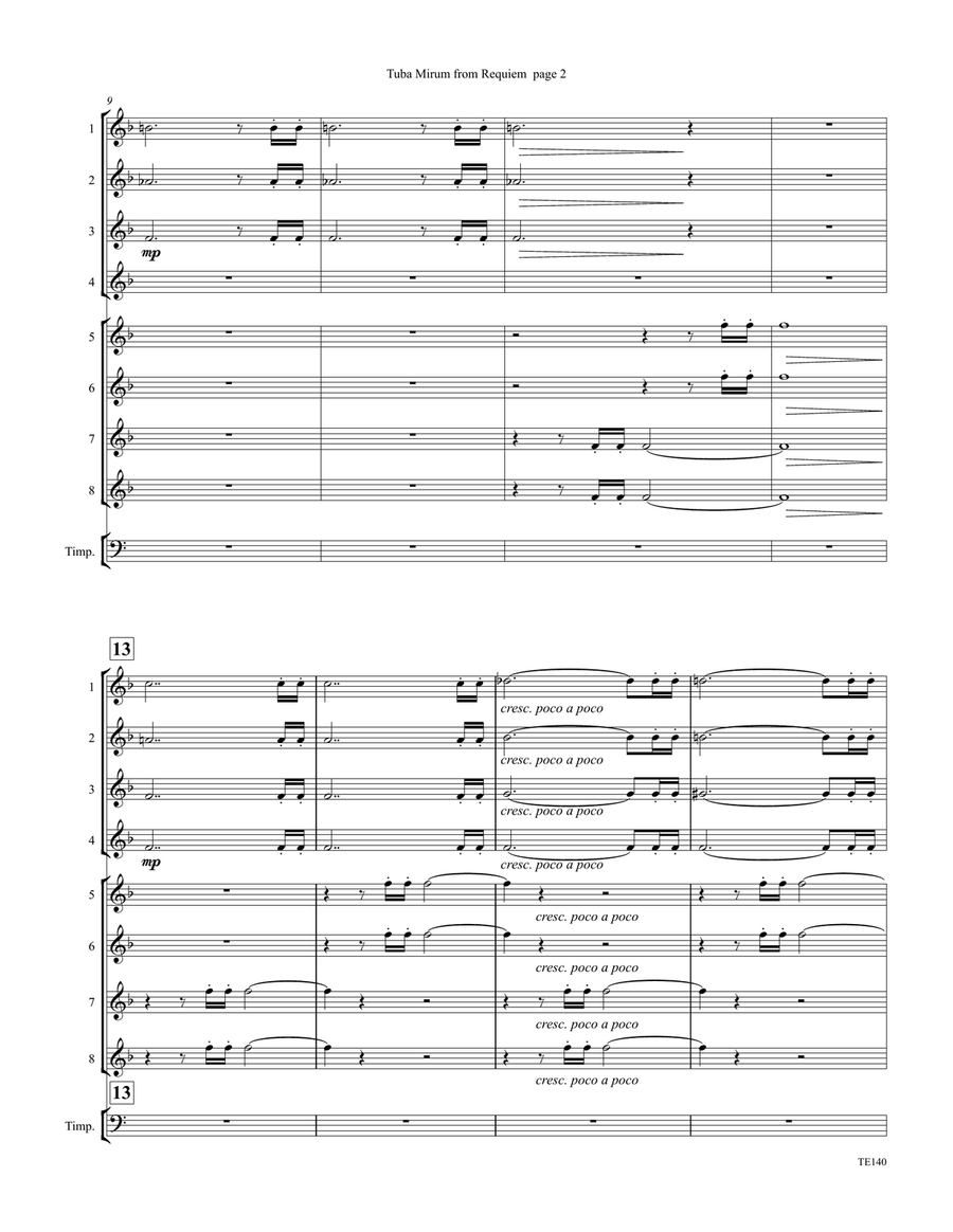 Tuba Mirum Fanfare from Verdi Requiem for Trumpet Ensemble Trumpet scores gallery preview page 3