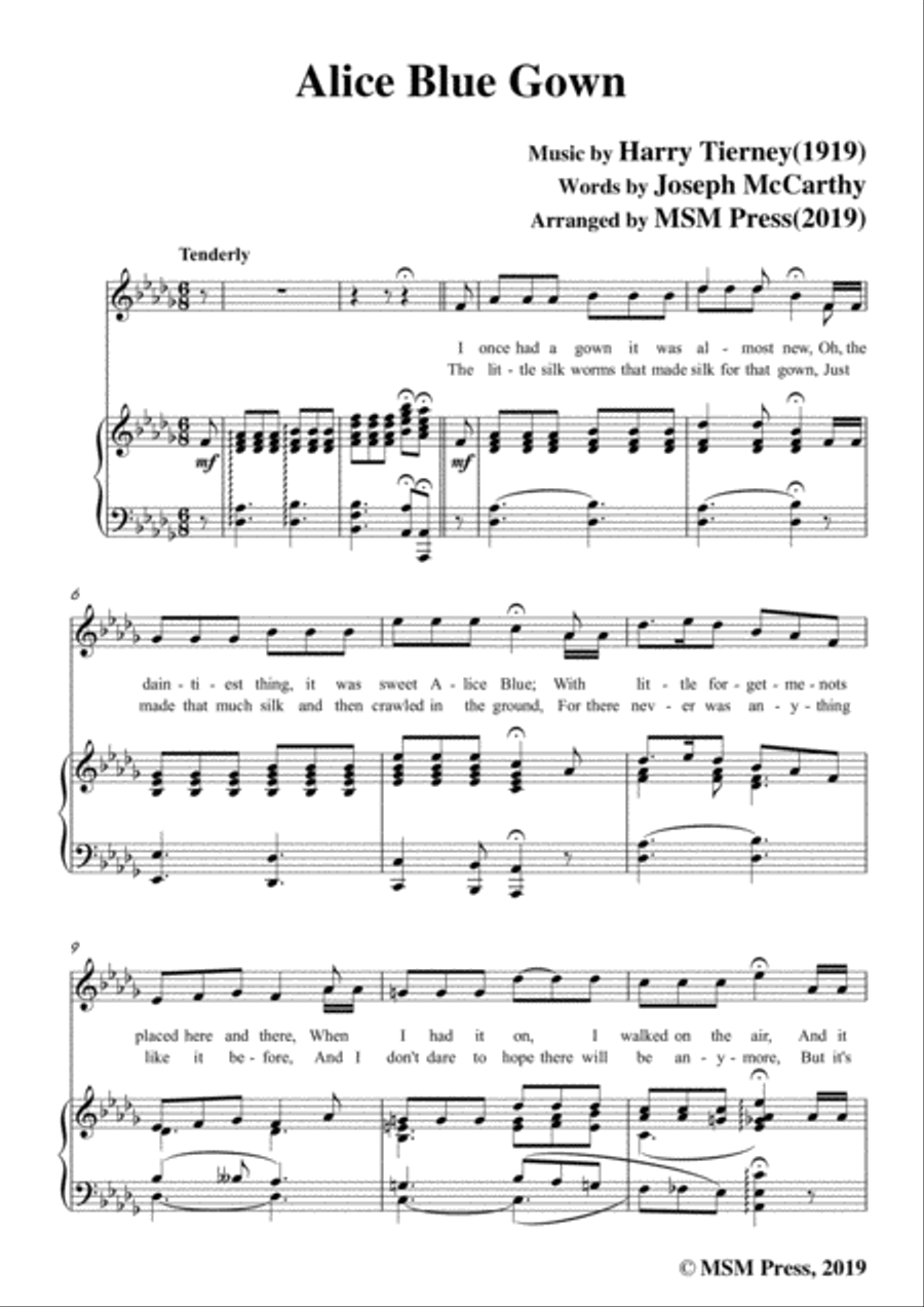 Harry Tierney-Alice Blue Gown,in D flat Major,for Voice and Piano Voice Solo scores gallery preview page 3