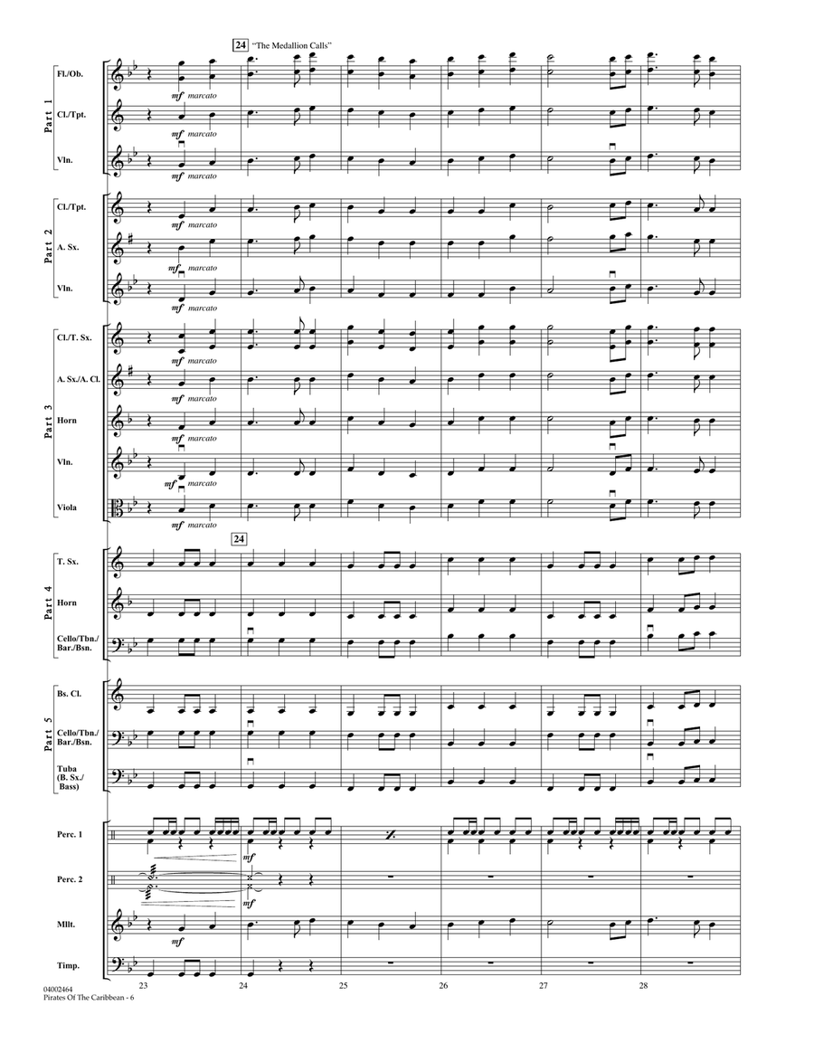 Pirates Of The Caribbean - Conductor Score (Full Score) Concert Band scores gallery preview page 5