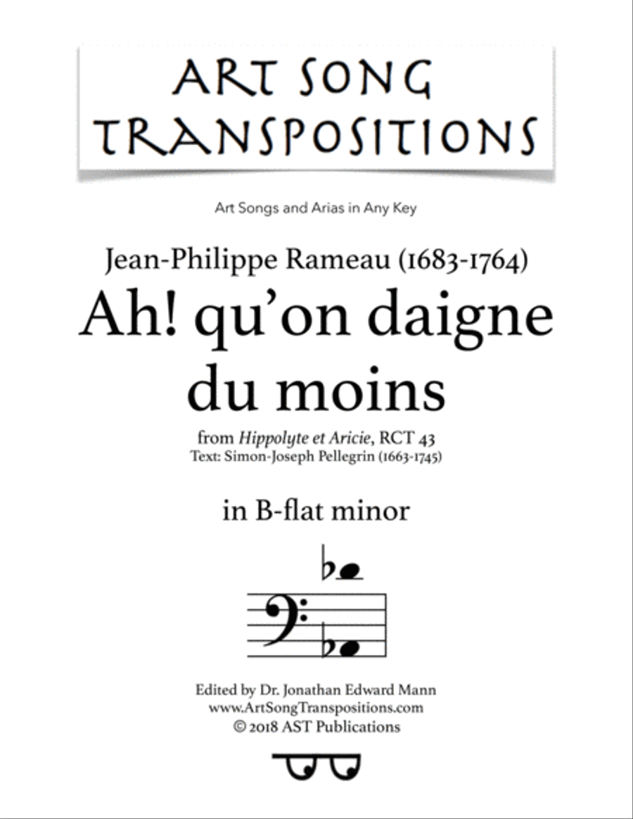 RAMEAU: Ah! qu'on daigne du moins (transposed to B-flat minor) Voice scores gallery preview page 1