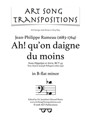 Book cover for RAMEAU: Ah! qu'on daigne du moins (transposed to B-flat minor)