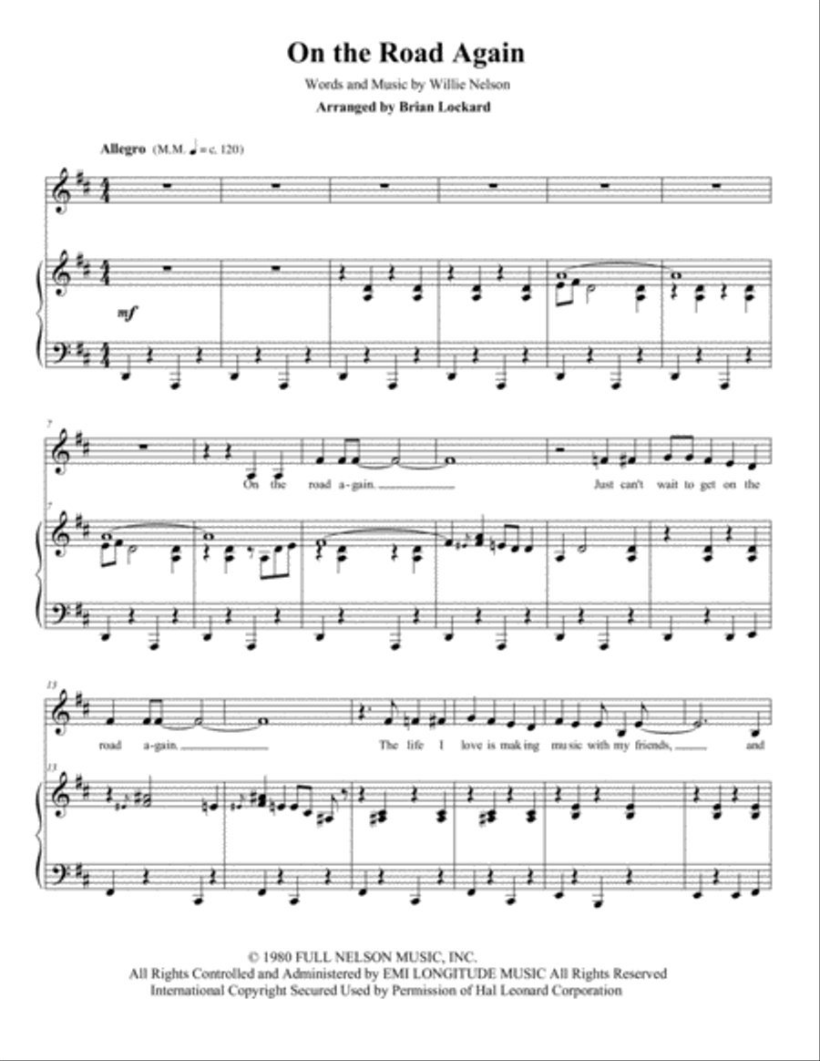On The Road Again Voice scores gallery preview page 1